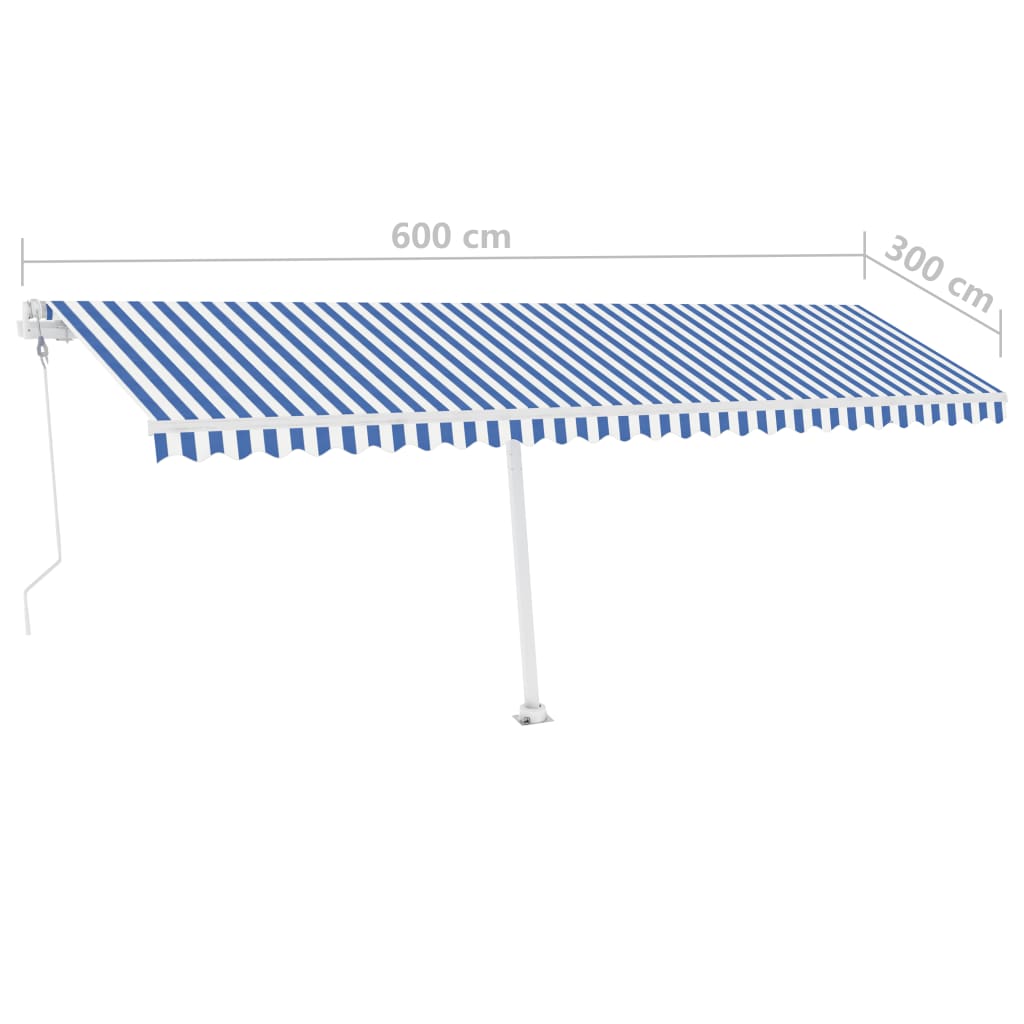 Luifel automatisch met LED en windsensor 600x300 cm blauw wit image 14