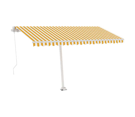 vidaXL Tenda Retrattile Manuale Autoportante 450x300 cm Gialla Bianca