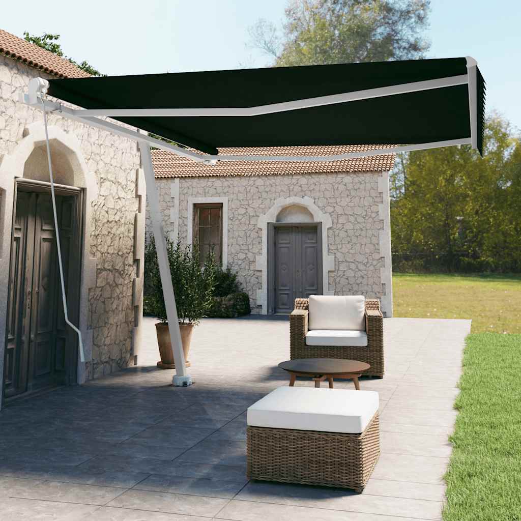 vidaXL Copertină autonomă retractabilă manual, antracit, 400x350 cm