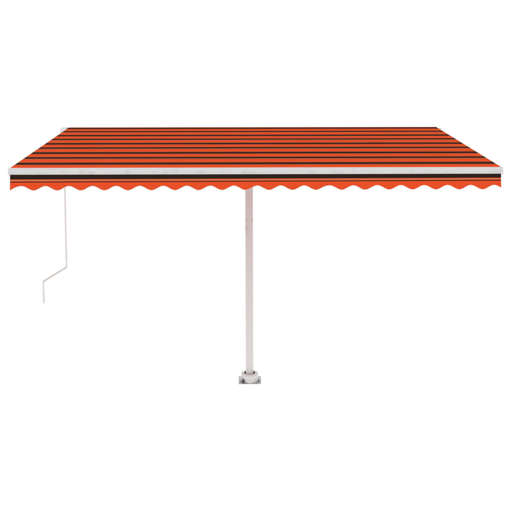 vidaXL Freestanding Manual Retractable Awning 400x350 cm Orange/Brown