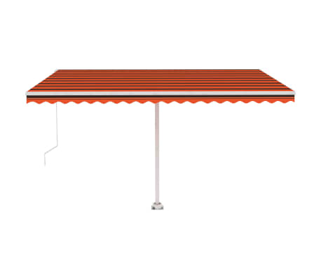 vidaXL Freestanding Manual Retractable Awning 400x350 cm Orange/Brown