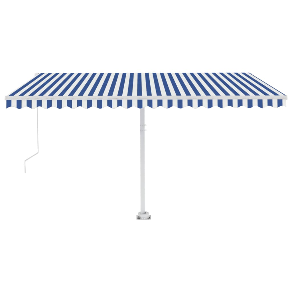 Copertină retractabilă manual cu LED, albastru&alb, 400x350 cm