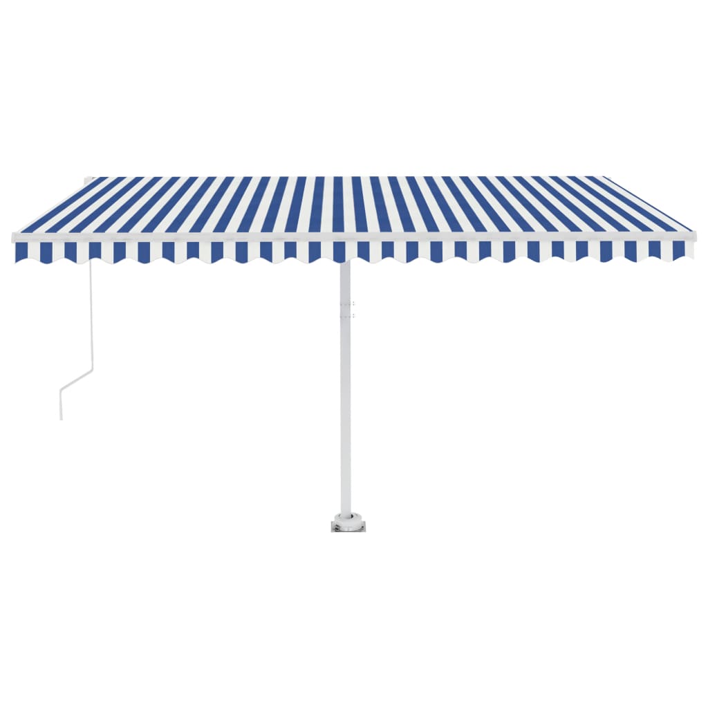 vidaXL RuÄŤnÄ› zatahovacĂ­ markĂ˝za s LED svÄ›tlem 400 x 350 cm modrobĂ­lĂˇ