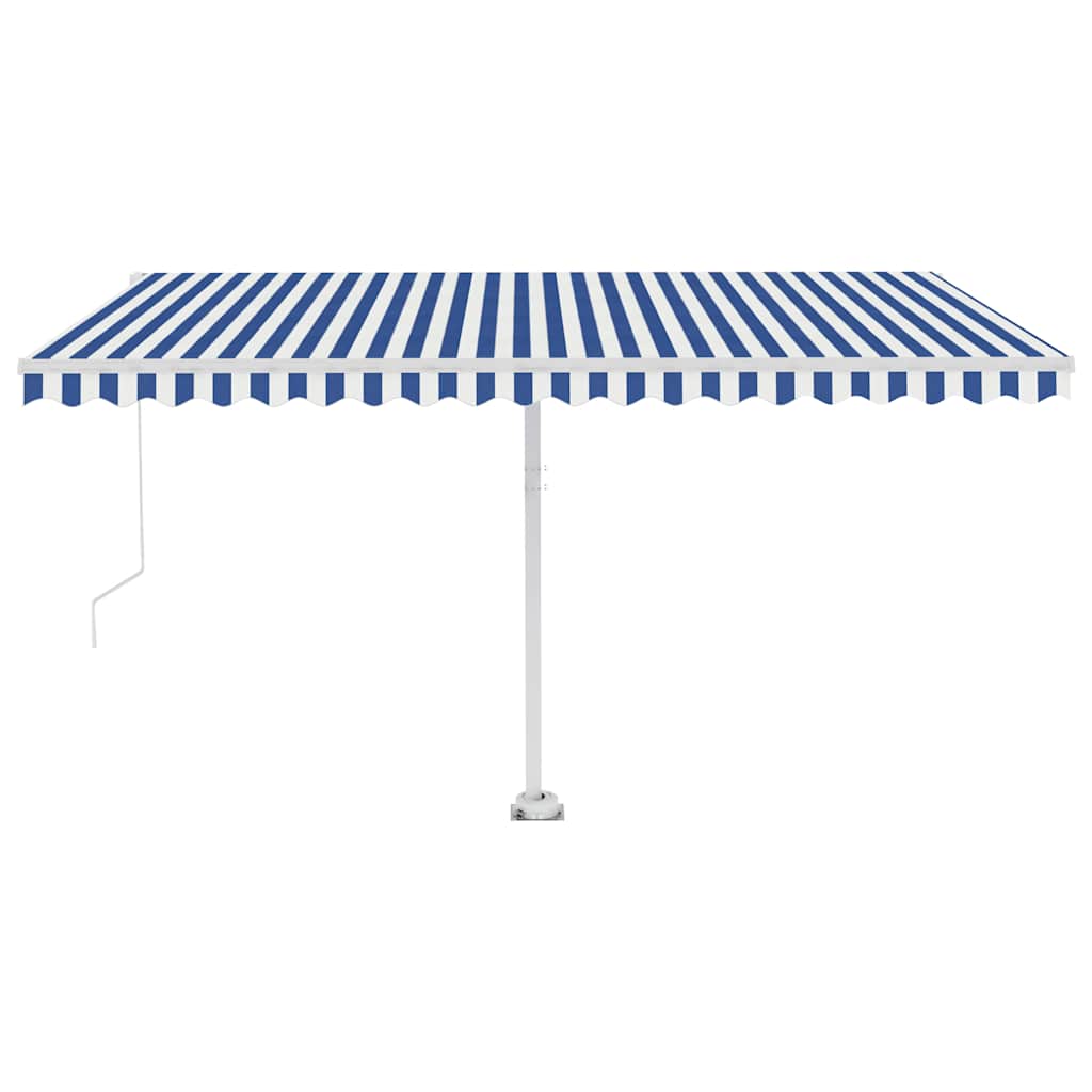 vidaXL Ručně zatahovací markýza s LED světlem 400 x 350 cm modrobílá