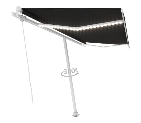 vidaXL Toldo manual retráctil con LED gris antracita 400x350 cm