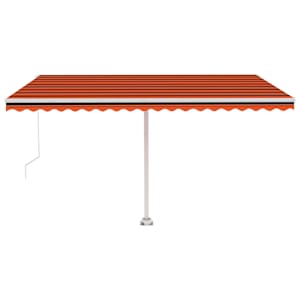 vidaXL Manual Retractable Awning with LED 400x350 cm Orange and Brown