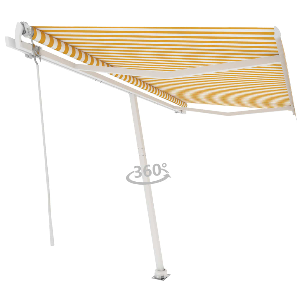 

vidaXL Luifel vrijstaand automatisch 400x350 cm geel en wit