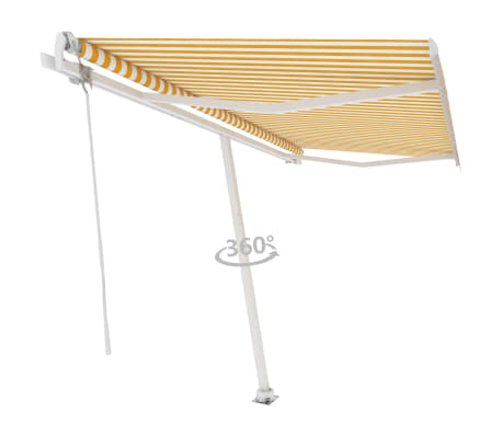 vidaXL Luifel vrijstaand automatisch 400x350 cm geel en wit