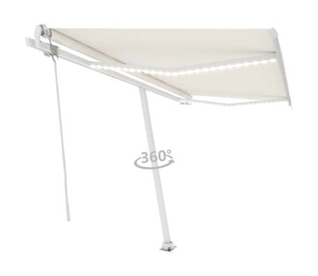 vidaXL Luifel automatisch met LED en windsensor 400x350 cm cr&egrave;mekleur