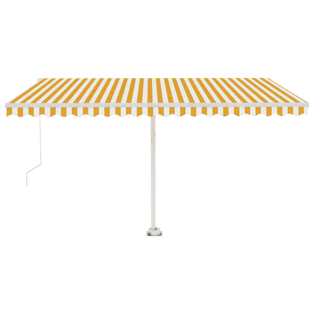 vidaXL Ručně zatahovací markýza s LED světlem 450 x 350 cm žlutobílá