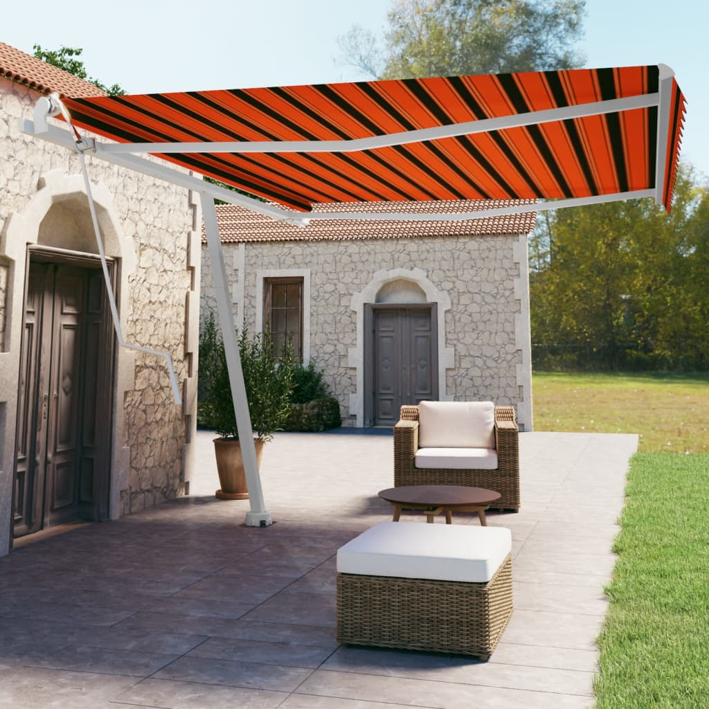 vidaXL Copertină autonomă retractabilă automat oranj&maro 450x350 cm