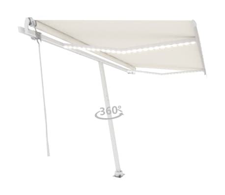 vidaXL Automatinė markizė su LED/vėjo jutikliu, kreminė, 450x350cm