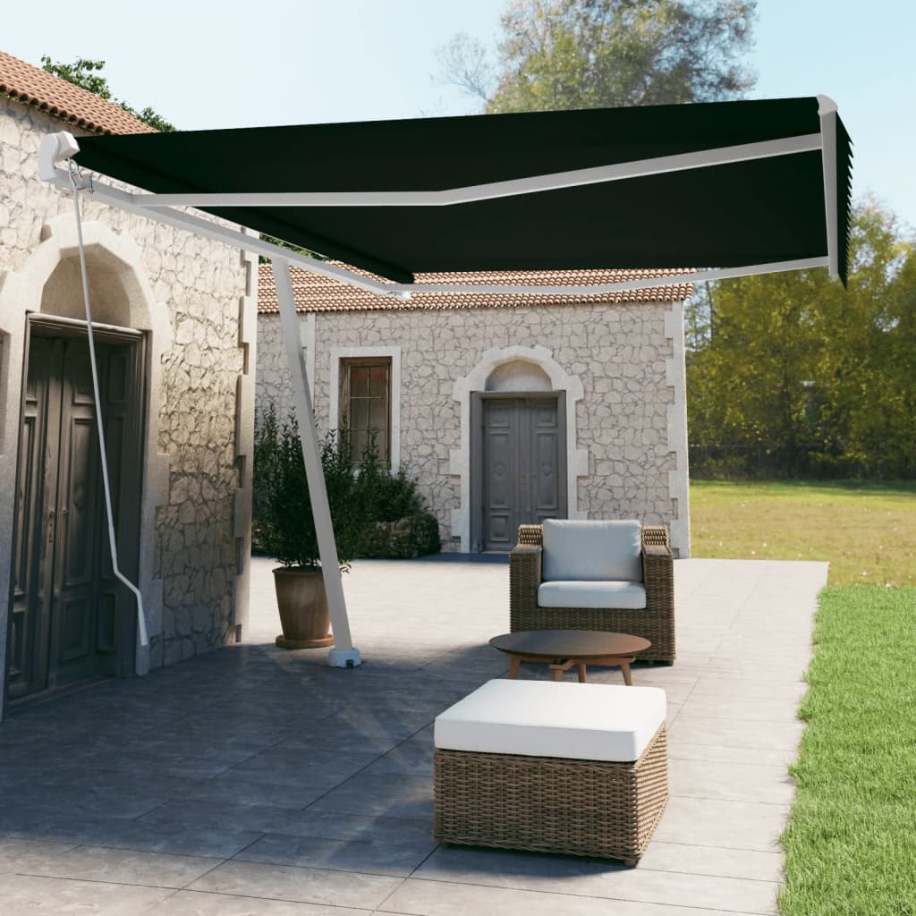 vidaXL Copertină autonomă retractabilă manual, antracit, 500x350 cm