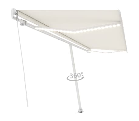 vidaXL Rankiniu būdu i&scaron;traukiama markizė su LED, kreminė, 500x350cm