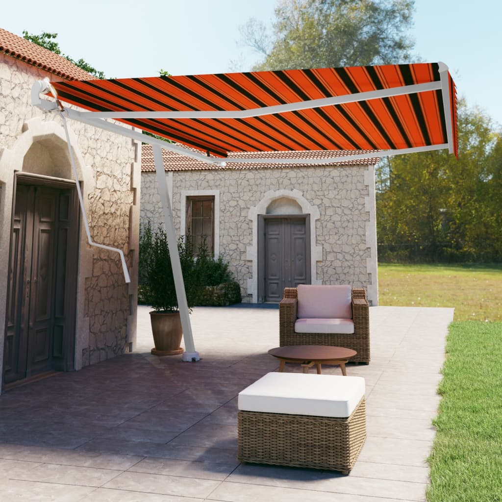 vidaXL Copertină autonomă retractabilă automat oranj&maro 500x350 cm