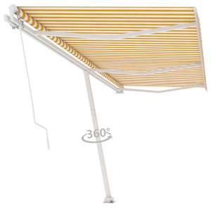 vidaXL Standmarkise Manuell Einziehbar 600x350 cm Gelb/Wei&szlig;