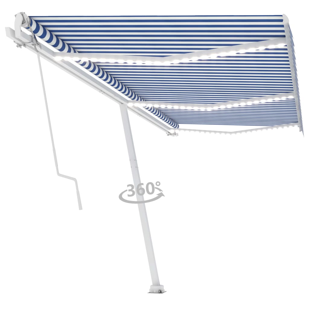 vidaXL Toldo de pie automático azul y blanco 600x350 cm