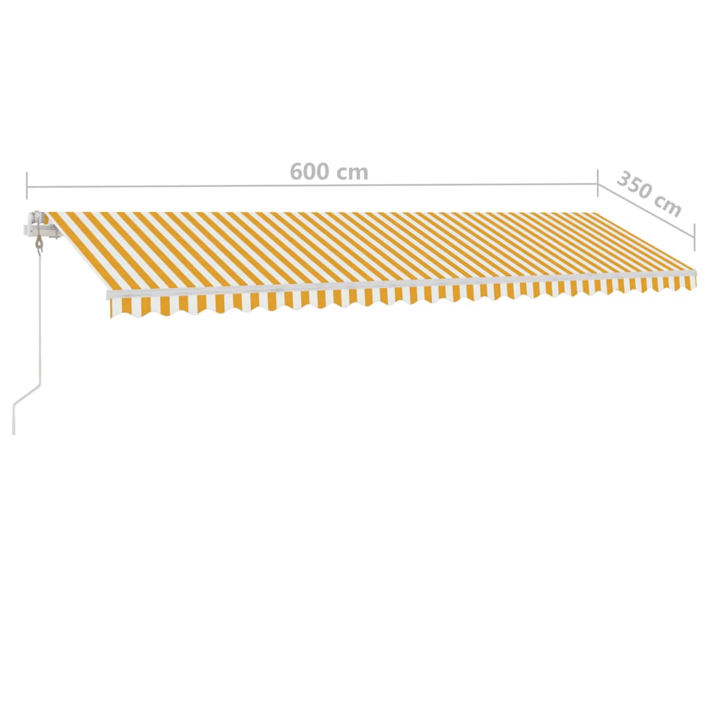 sárga-fehér automata póznás napellenző 600 x 350 cm