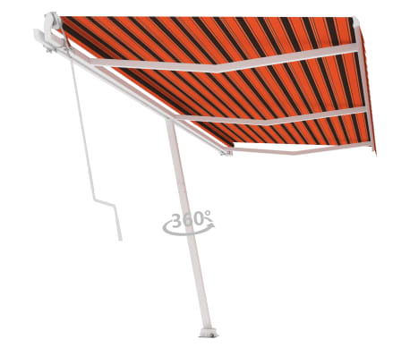 vidaXL Copertină autonomă retractabilă automat oranj&maro 600x350 cm