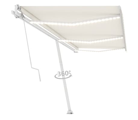 vidaXL Automatinė markizė su LED/vėjo jutikliu, kreminė, 600x350cm