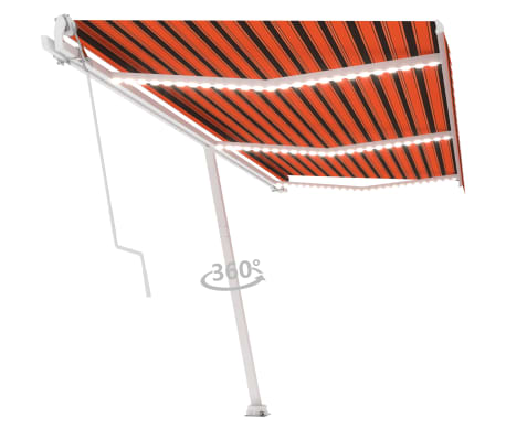 vidaXL Luifel automatisch met LED windsensor 600x350 cm oranje bruin