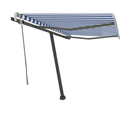 vidaXL Freestanding Manual Retractable Awning 300x250 cm Blue/White