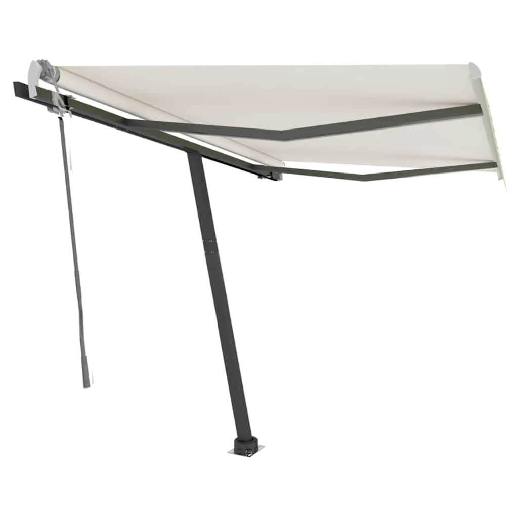 vidaXL krémszínű kézzel kihúzható póznás napellenző 300 x 250 cm