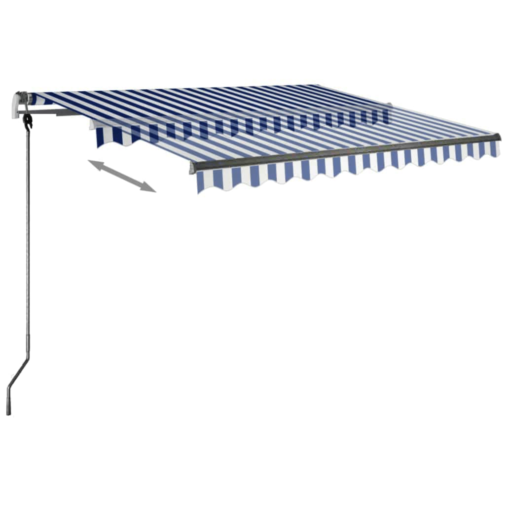 Copertină retractabilă manual cu LED albastru și alb 300x250 cm