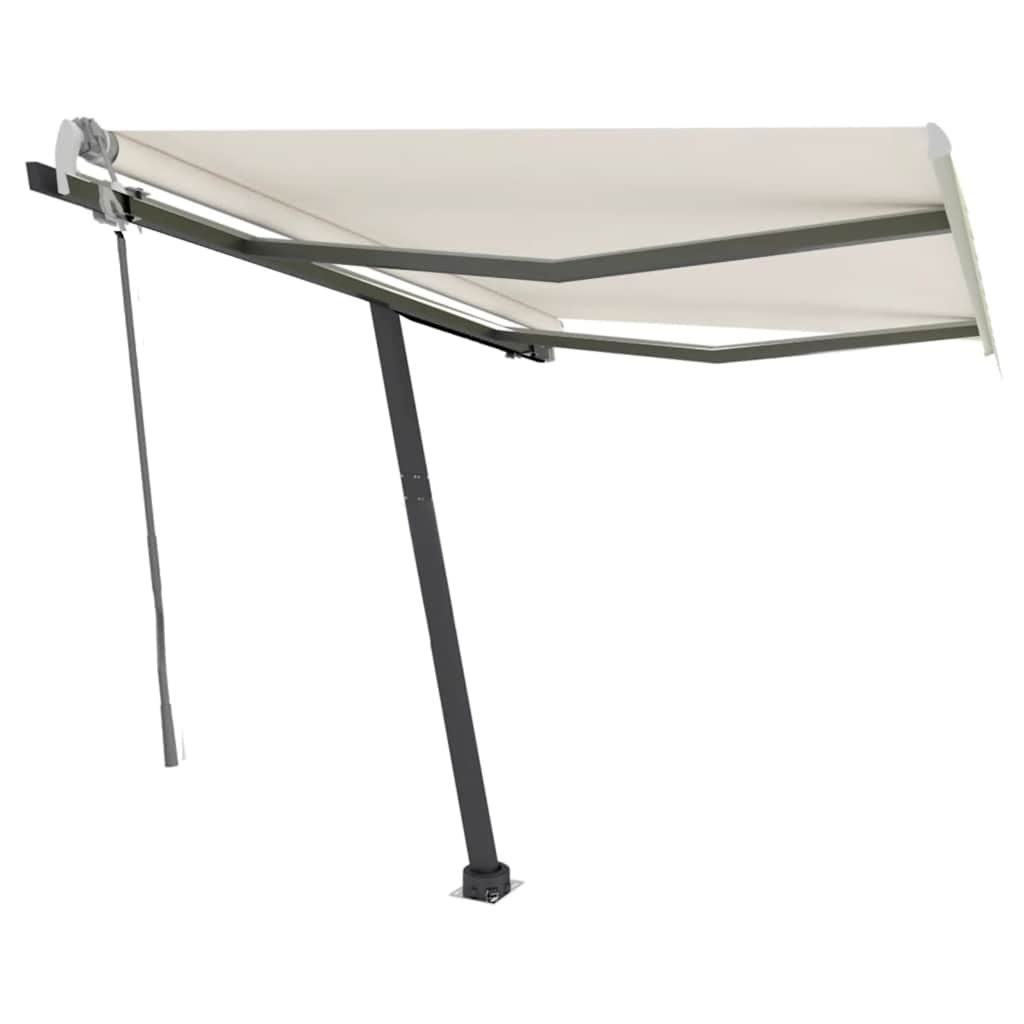 

vidaXL Luifel handmatig uittrekbaar met LED 300x250 cm crèmekleurig