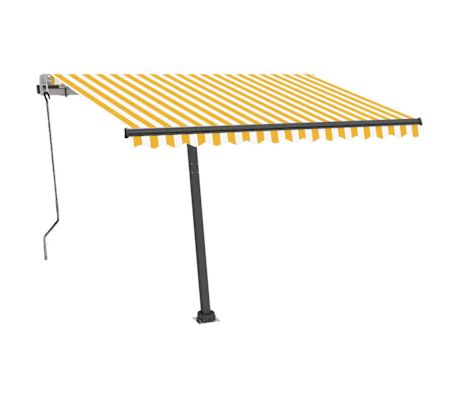 vidaXL Luifel automatisch met LED en windsensor 300x250 cm geel en wit