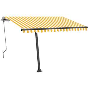 vidaXL Luifel automatisch met LED en windsensor 300x250 cm geel en wit