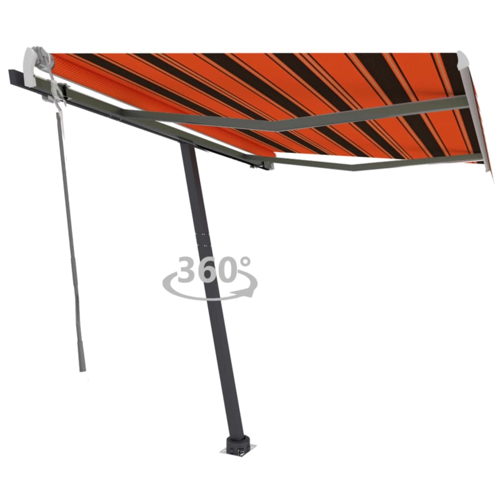 vidaXL Volně stojící ručně zatahovací markýza 350x250 cm oranžovohnědá