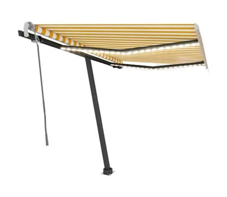vidaXL Markise Manuell Einziehbar mit LED 350x250 cm Gelb und Wei&szlig;
