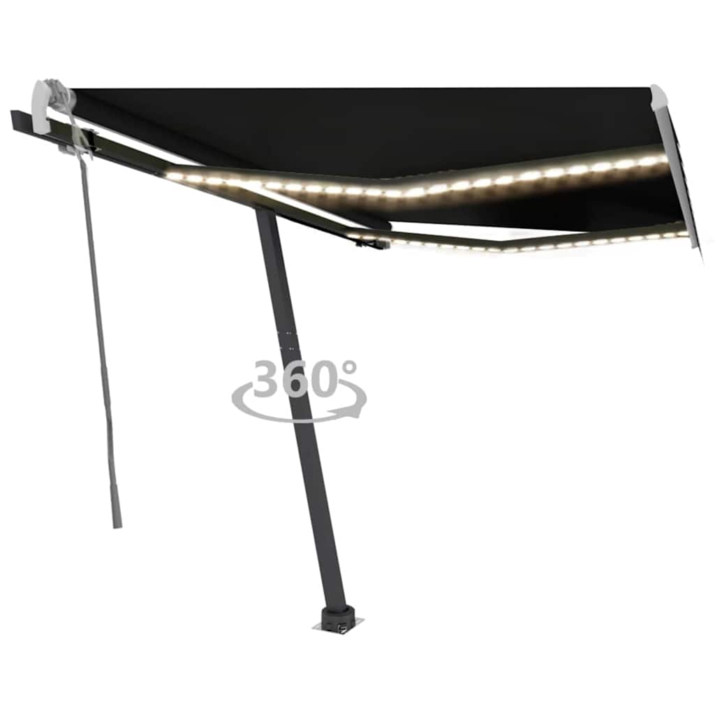 Auvent Manuel Rétractable remise avec LED 400x300 cm Orange et Marron Store vidaXL