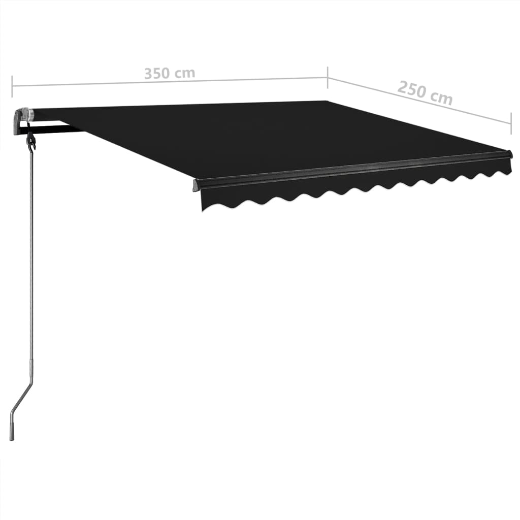 Copertină retractabilă manual cu LED, antracit, 350x250 cm