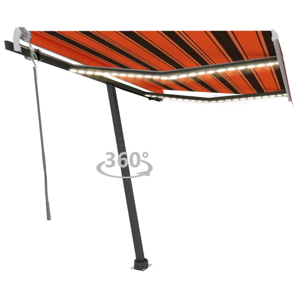 Gelenkarmmarkise Einziehbar mit LED 350×250 cm Orange und Braun kaufen