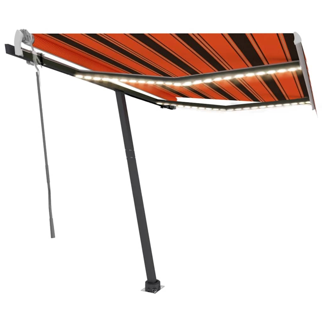 

vidaXL Luifel handmatig uittrekbaar met LED 350x250 cm oranje en bruin