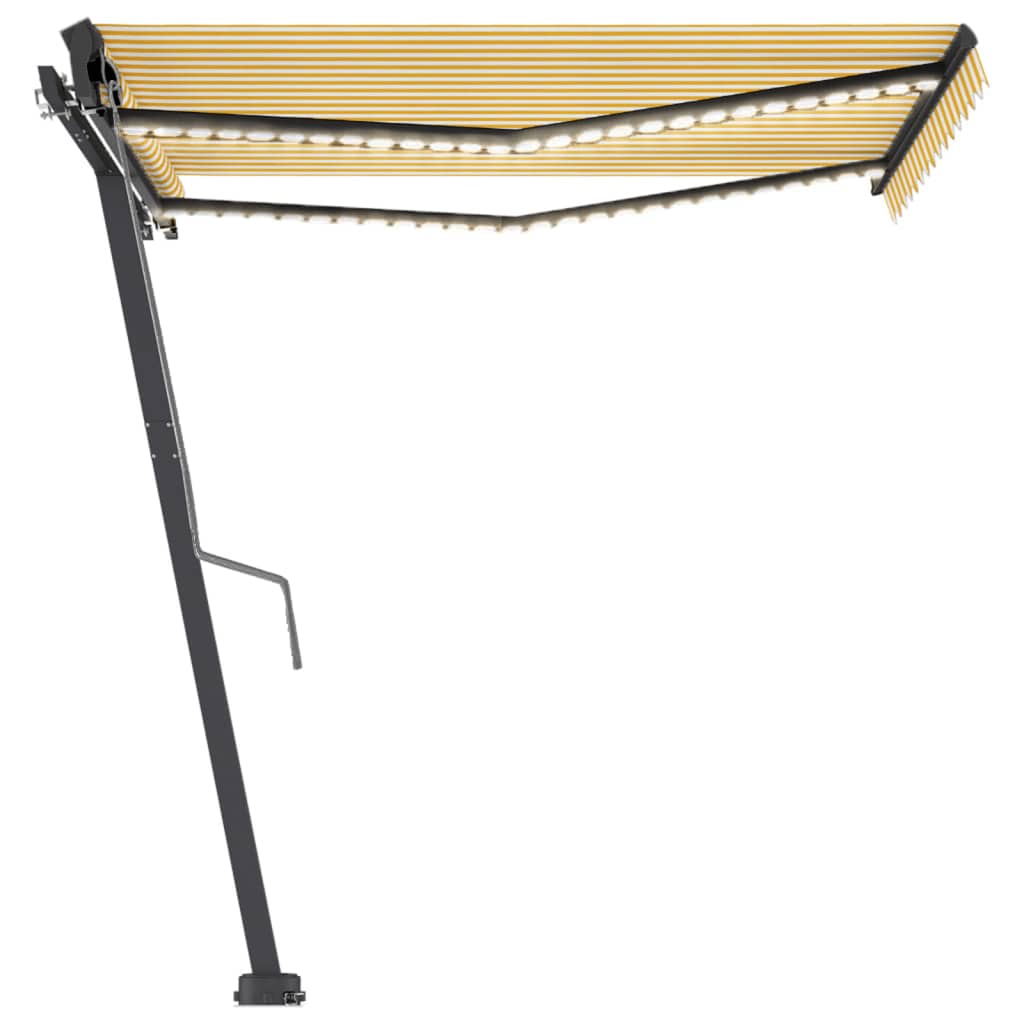 

vidaXL Luifel automatisch met LED en windsensor 350x250 cm geel en wit