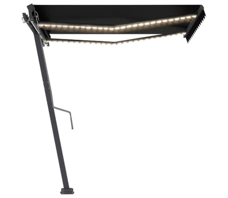 vidaXL Automatinė markizė su LED/vėjo jutikliu, antracito, 350x250cm