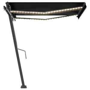 vidaXL Automatinė markizė su LED/vėjo jutikliu, antracito, 350x250cm