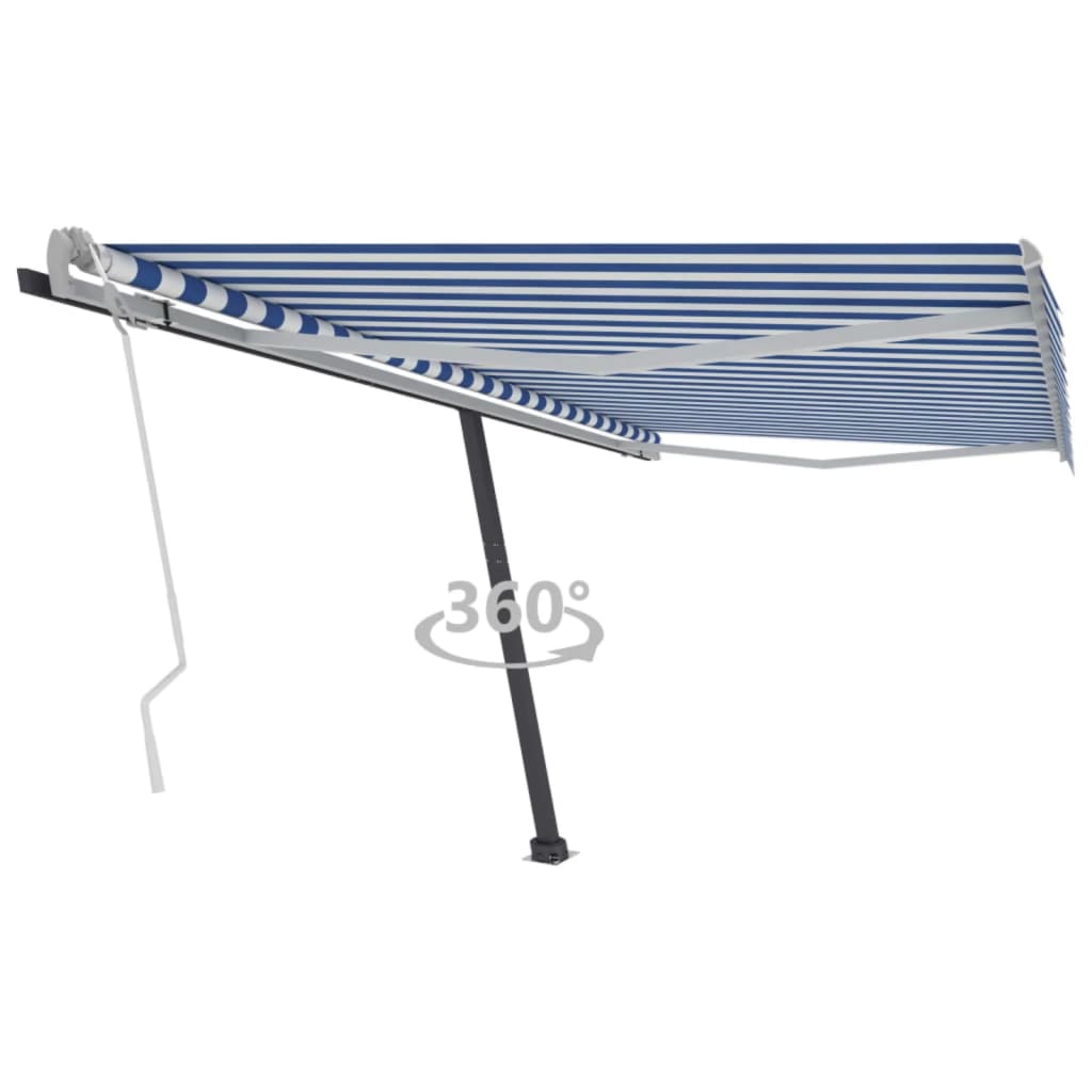 vidaXL Copertină autonomă retractabilă manual albastru/alb 400x300 cm