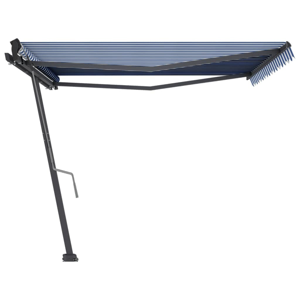 vidaXL Copertină autonomă retractabilă manual albastru/alb 400x300 cm