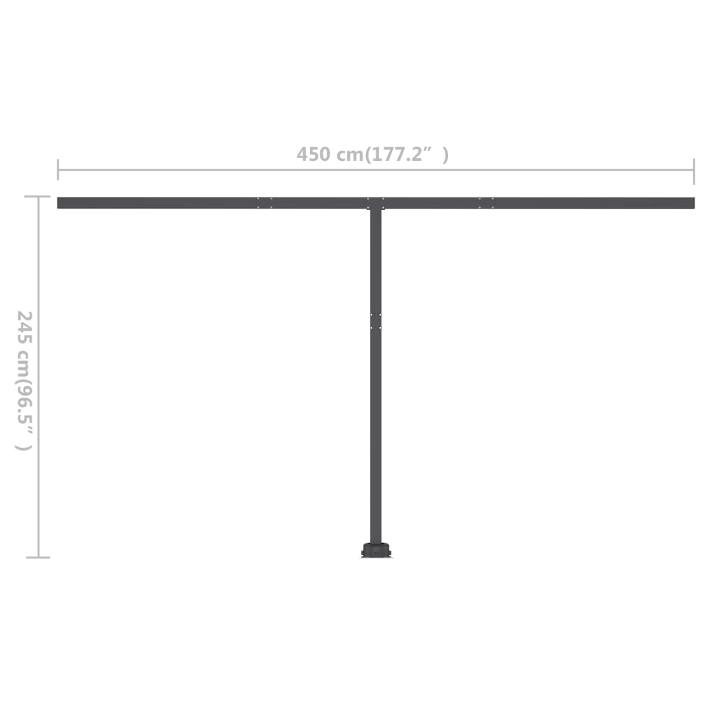 Copertină autonomă retractabilă manual albastru/alb 400x300 cm