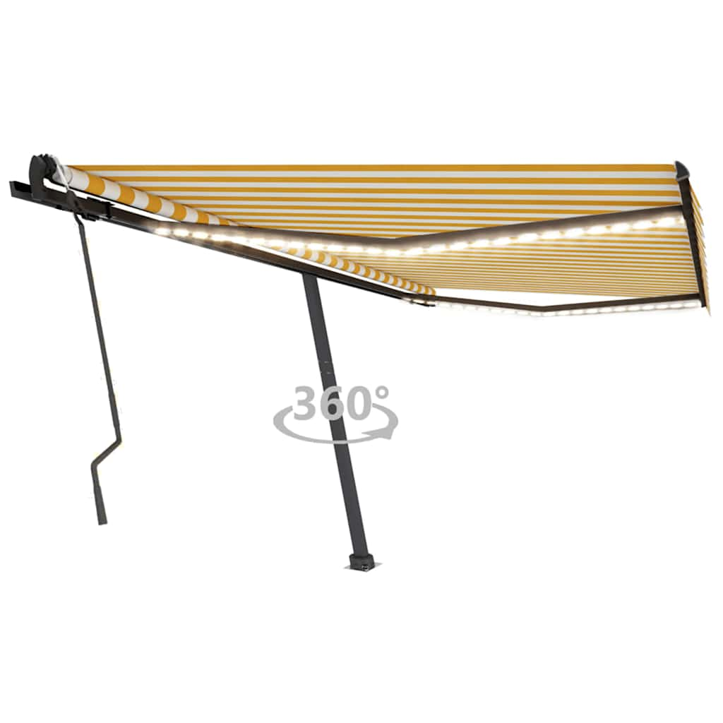 vidaXL Copertină retractabilă manual cu LED, galben & alb, 400x300 cm