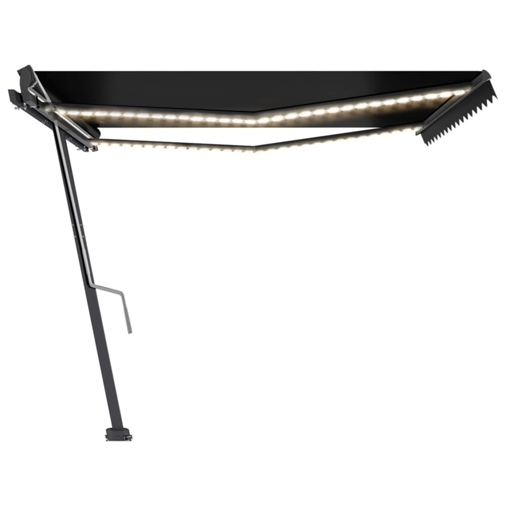 

vidaXL Luifel handmatig uittrekbaar met LED 400x300 cm antracietkleur