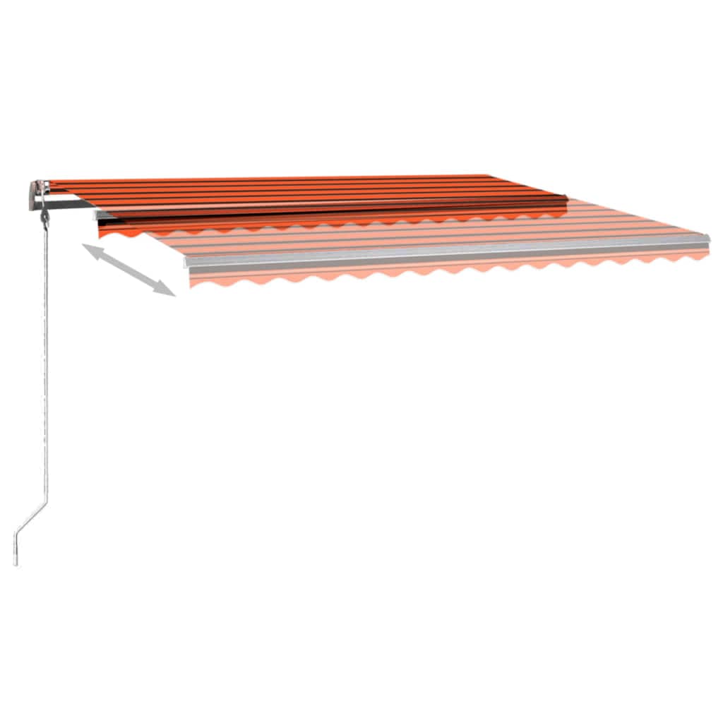 Auvent Manuel Rétractable avec LED 400x300 cm boutiques Orange et Marron Store vidaXL