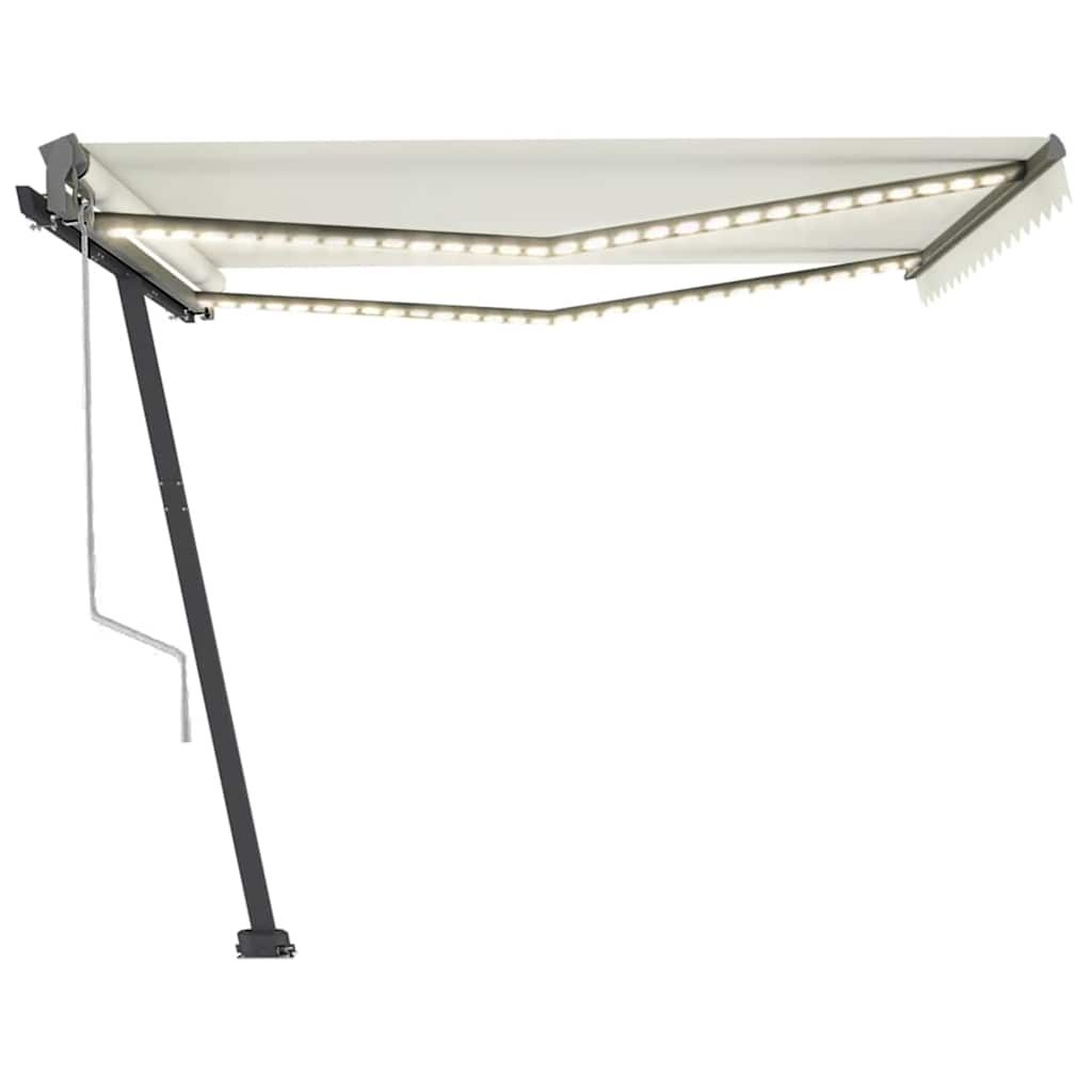 vidaXL Luifel automatisch met LED en windsensor 400x300 cm crèmekleur afbeelding