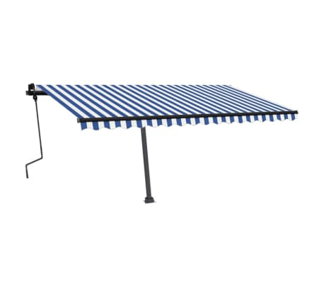 vidaXL Standmarkise Manuell Einziehbar 450x300 cm Blau/Wei&szlig;