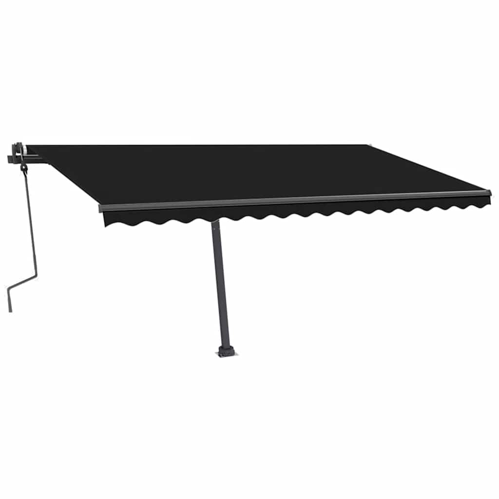 

vidaXL Luifel handmatig uittrekbaar met LED 450x300 cm antracietkleur