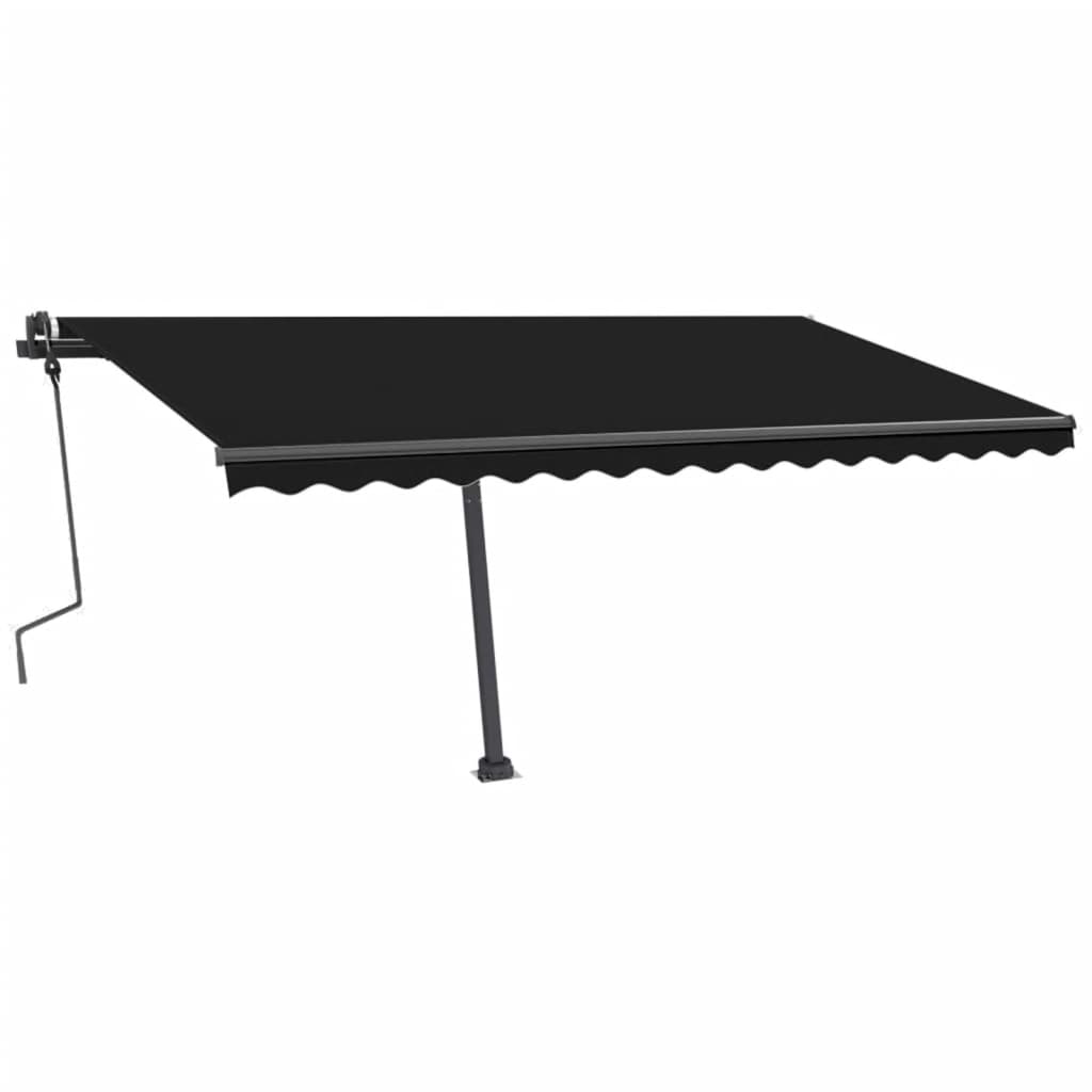 vidaXL Copertină retractabilă manual cu LED, antracit, 450x300 cm